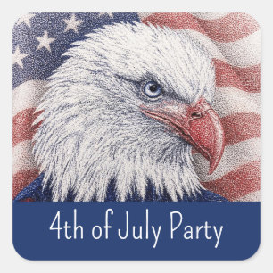 4. Juli Patriotischer Rot Weiß Blau Adler Party Quadratischer Aufkleber