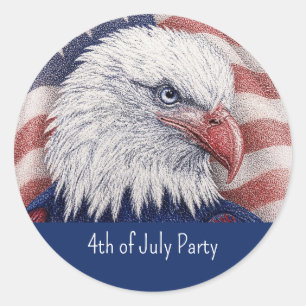 4. Juli Patriotischer Rot Weiß Blau Adler Party Runder Aufkleber