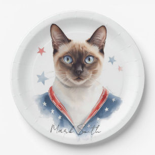 4. Juli Patriotischer Siamkatzenliebhaber Pappteller