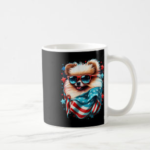 4. Juli Patriotischer Spitz Hunde Flagge Kaffeetasse