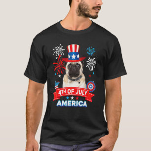 4. Juli Patriotischer Tag Pug Hund Unabhängigkeit T-Shirt