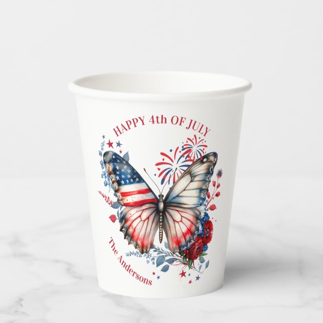 4. Juli Patriotischer Unabhängigkeitstag Pappbecher (Vorderseite)