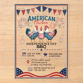 4. Juli Patriotisches Amerikanisches Hühnerdesign Acryleinladungen