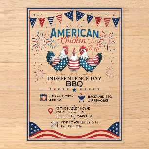 4. Juli Patriotisches Amerikanisches Hühnerdesign Acryleinladungen