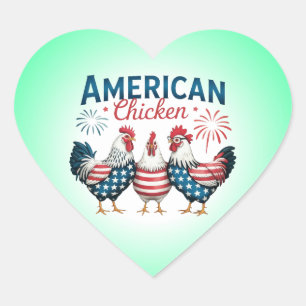 4. Juli Patriotisches Amerikanisches Hühnerdesign Herz-Aufkleber