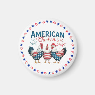 4. Juli Patriotisches Amerikanisches Hühnerdesign Magnet