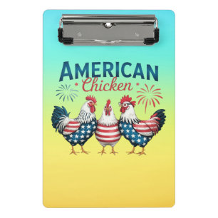 4. Juli Patriotisches Amerikanisches Hühnerdesign Mini Klemmbrett