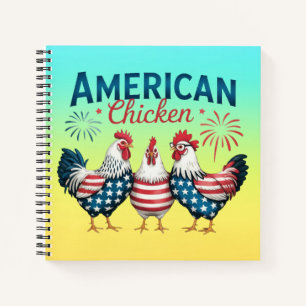 4. Juli Patriotisches Amerikanisches Hühnerdesign Notizbuch