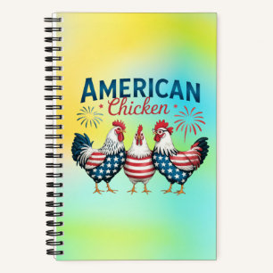 4. Juli Patriotisches Amerikanisches Hühnerdesign Notizbuch