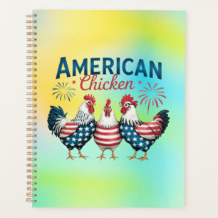 4. Juli Patriotisches Amerikanisches Hühnerdesign Planer