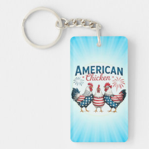 4. Juli Patriotisches Amerikanisches Hühnerdesign Schlüsselanhänger