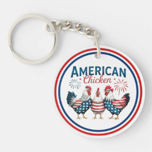 4. Juli Patriotisches Amerikanisches Hühnerdesign Schlüsselanhänger
