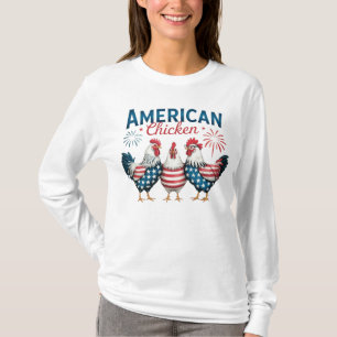 4. Juli Patriotisches Amerikanisches Hühnerdesign T-Shirt