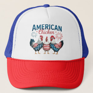 4. Juli Patriotisches Amerikanisches Hühnerdesign Truckerkappe