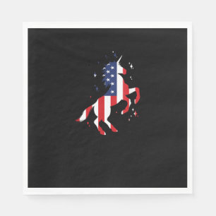 4. Juli Patriotisches Einhorn USA-Flagge für Mädch Serviette