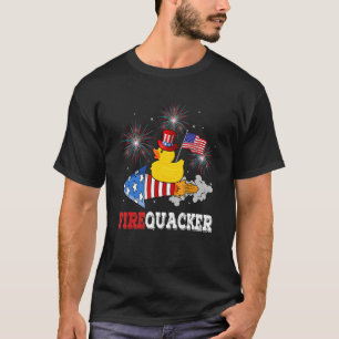 4. Juli Patriotisches Firecracker Gummi Enten Feue T-Shirt