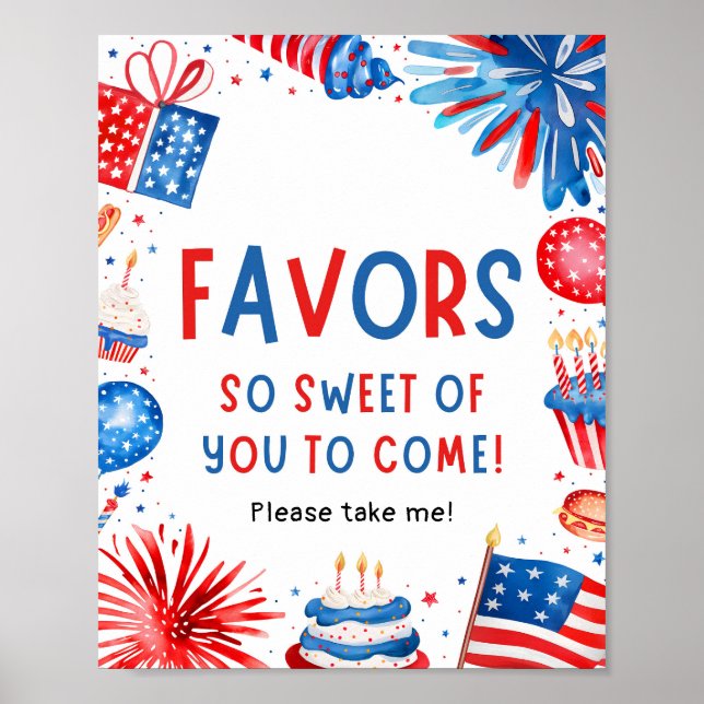 4. Juli Patriotisches Rotes Weiß und Blauer Favori Poster (Vorne)
