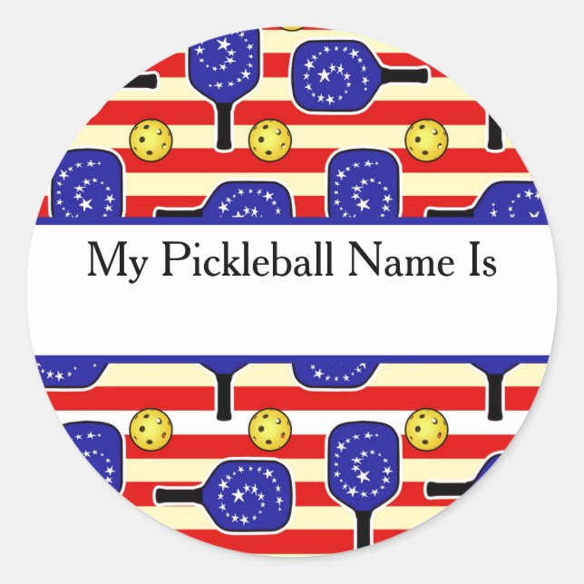 4. Juli Pickleball Ladder League Mein Name ist Runder Aufkleber (Vorderseite)