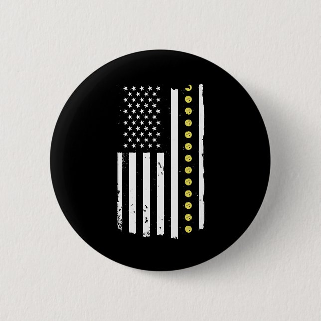 4. Juli Pickleball Patriotic Flag Geschenke Button (Vorderseite)