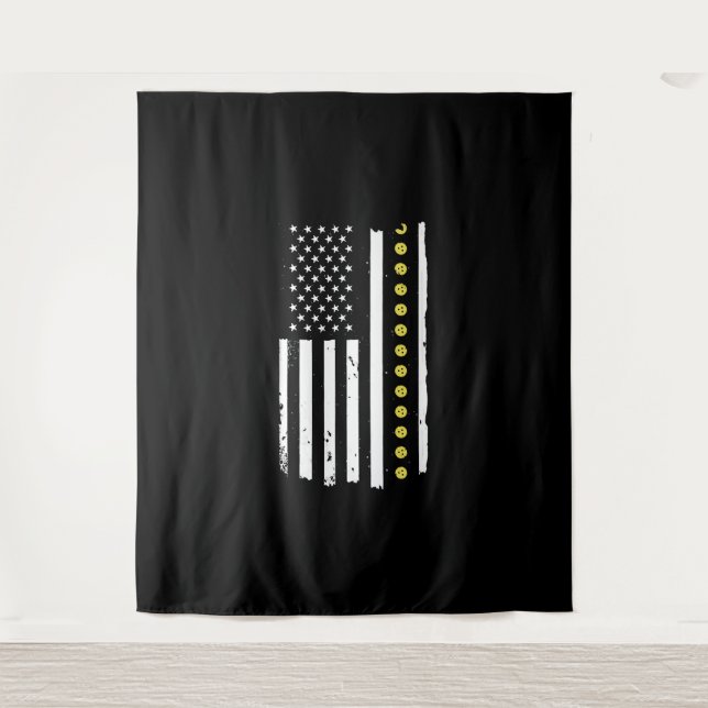4. Juli Pickleball Patriotic Flag Geschenke Wandteppich (Vorderseite)