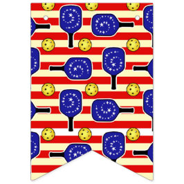 4. Juli Pickleball Rot Weiß Gelbe Balls Wimpelkette