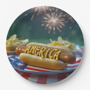 4. Juli-Picknick mit Feuerwerk Pappteller