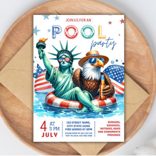 4. Juli Pool Party Einladung - Unabhängigkeit