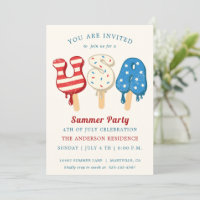 4. Juli Pool und Eiscreme-Party Einladung