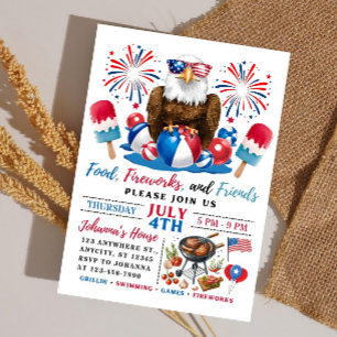 4. Juli Poolparty BBQ Einladung zum Unabhängigkeit