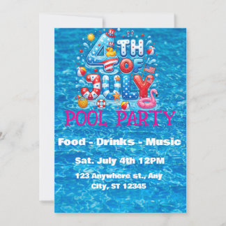 4. Juli-Poolparty-Einladung Einladung