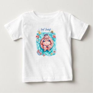 4. Juli-Poolparty mit Nilpferd  Baby T-shirt