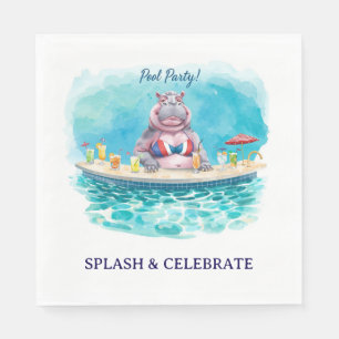 4. Juli-Poolparty mit Nilpferd im Bikini Serviette