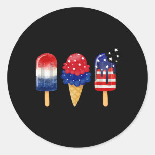 4. Juli Popsicle American Flag Patriotic Sommer Runder Aufkleber