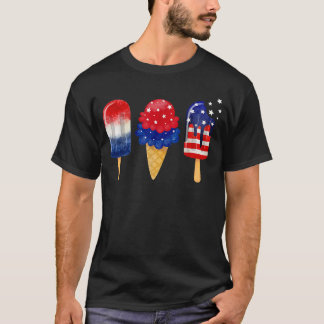 4. Juli Popsicle American Flag Patriotic Sommer T-Shirt