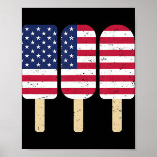 4. Juli Popsicle Patriotic American Flag Memor Poster