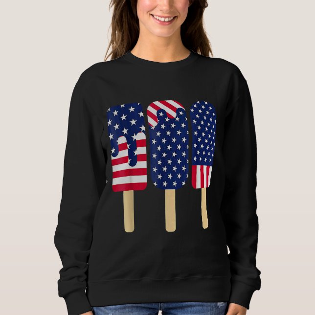 4. Juli Popsicle Patriotic American Flag Mitglied Sweatshirt (Vorderseite)