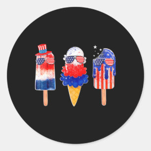 4. Juli Popsicle Red White Blue American Flag Runder Aufkleber