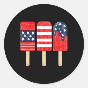 4. Juli Popsicle Red White Blue American Flag Runder Aufkleber