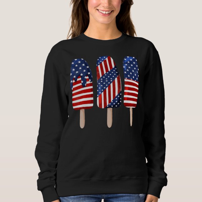 4. Juli Popsicle Red White Blue American Flag Sweatshirt (Vorderseite)