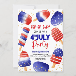 4. Juli Popsicles Pool Party Kid Einladung
