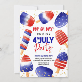 4. Juli Popsicles Pool Party Kid Einladung