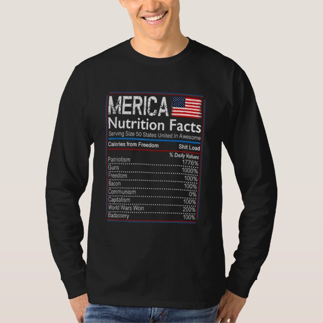 4. Juli Proud American Merica Ernährung Fakten T-Shirt (Vorderseite)