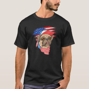 4. Juli Pug Patriotischer Hund Mama Papa USA Ameri T-Shirt