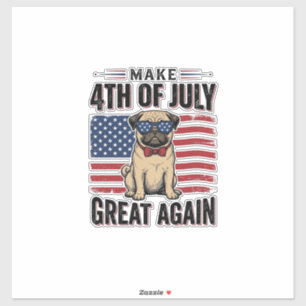 4. Juli Pug Patriotisches Vintage-Shirt-Design_1 Aufkleber
