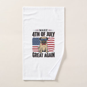 4. Juli Pug Patriotisches Vintage-Shirt-Design_1 Handtuch