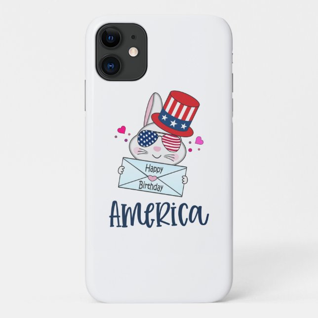 4. Juli Rabbit mit US-Flagge Sun Brillen Case-Mate iPhone Hülle (Rückseite)