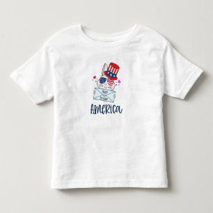 4. Juli Rabbit mit US-Flagge Sun Brillen Kleinkind T-shirt