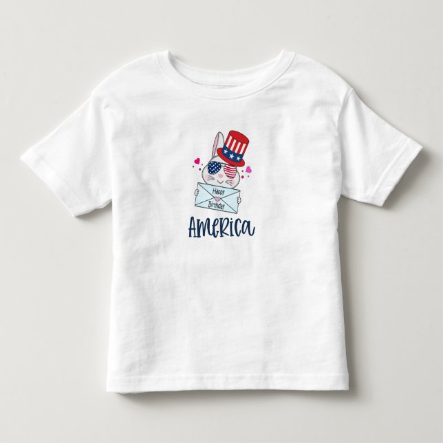 4. Juli Rabbit mit US-Flagge Sun Brillen Kleinkind T-shirt (Vorderseite)