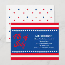 4. Juli Red White and Blue Party Einladung
