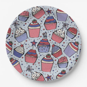 4. Juli Red White and Blue Patriotic Cupcakes Pappteller
